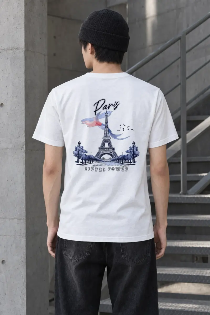 "Paris Eiffel Tower" Heavyweight Unisex Crewneck T-shirt