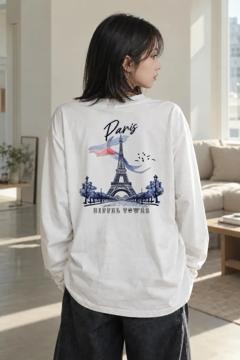 "Paris Eiffel Tower" Unisex Longsleeve T-shirt | Gildan 2400