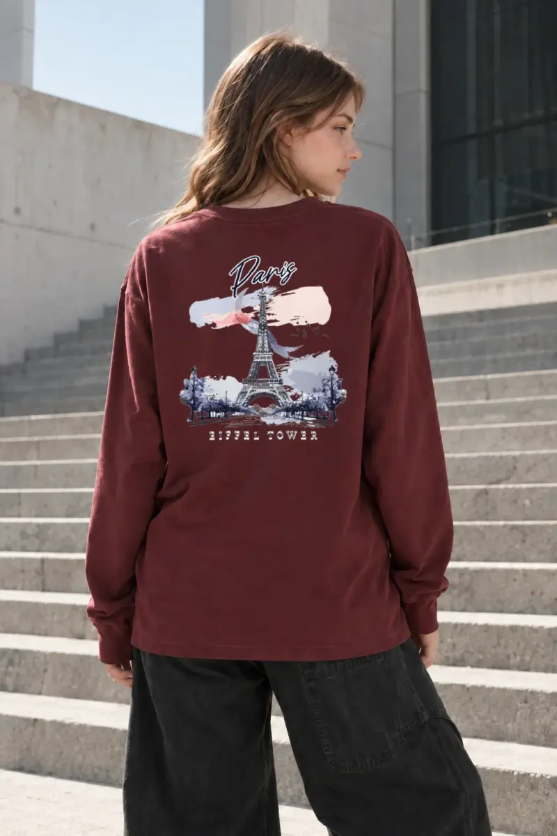 “Paris Eiffel Tower” Unisex Longsleeve T-shirt | Gildan 2400