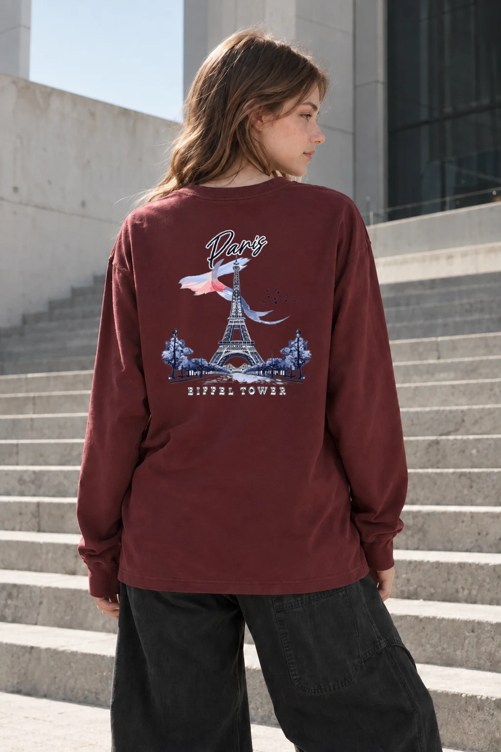 "Paris Eiffel Tower" Unisex Longsleeve T-shirt | Gildan 2400