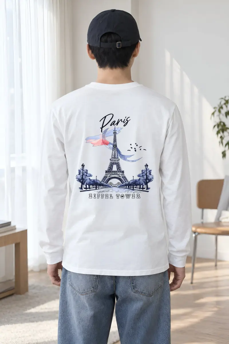 "Paris Eiffel Tower" Unisex Longsleeve T-shirt