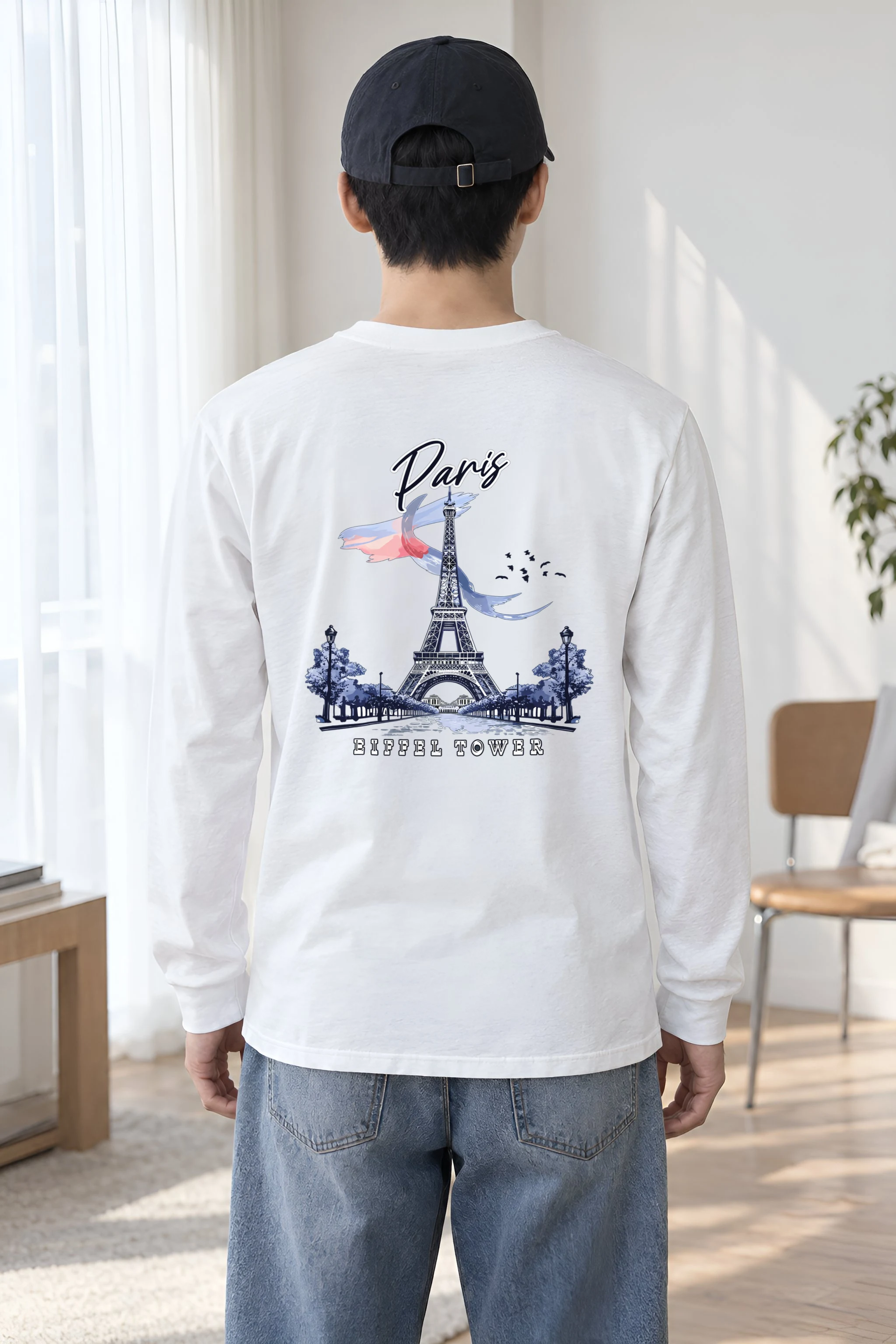 "Paris Eiffel Tower" Unisex Longsleeve T-shirt