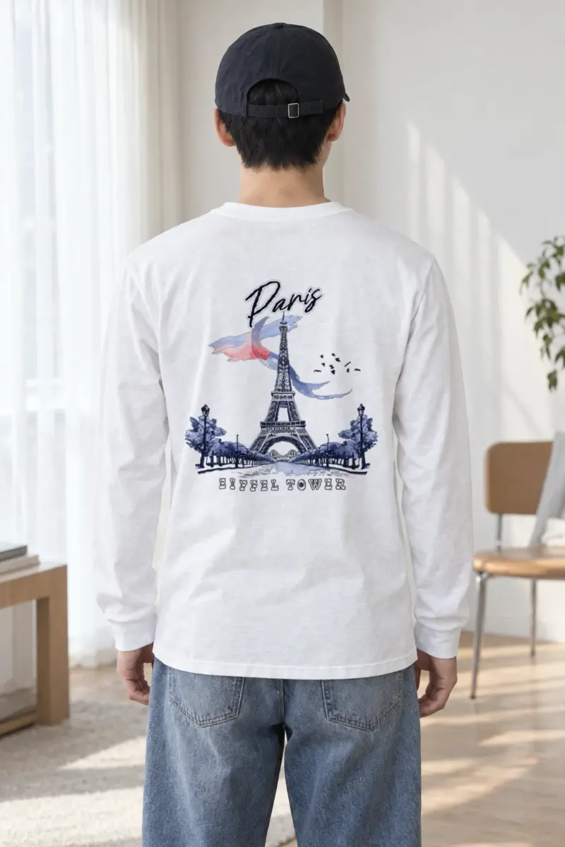 "Paris Eiffel Tower" Unisex Longsleeve T-shirt