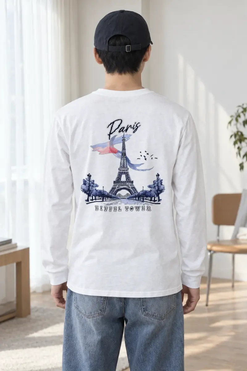 "Paris Eiffel Tower" Unisex Longsleeve T-shirt