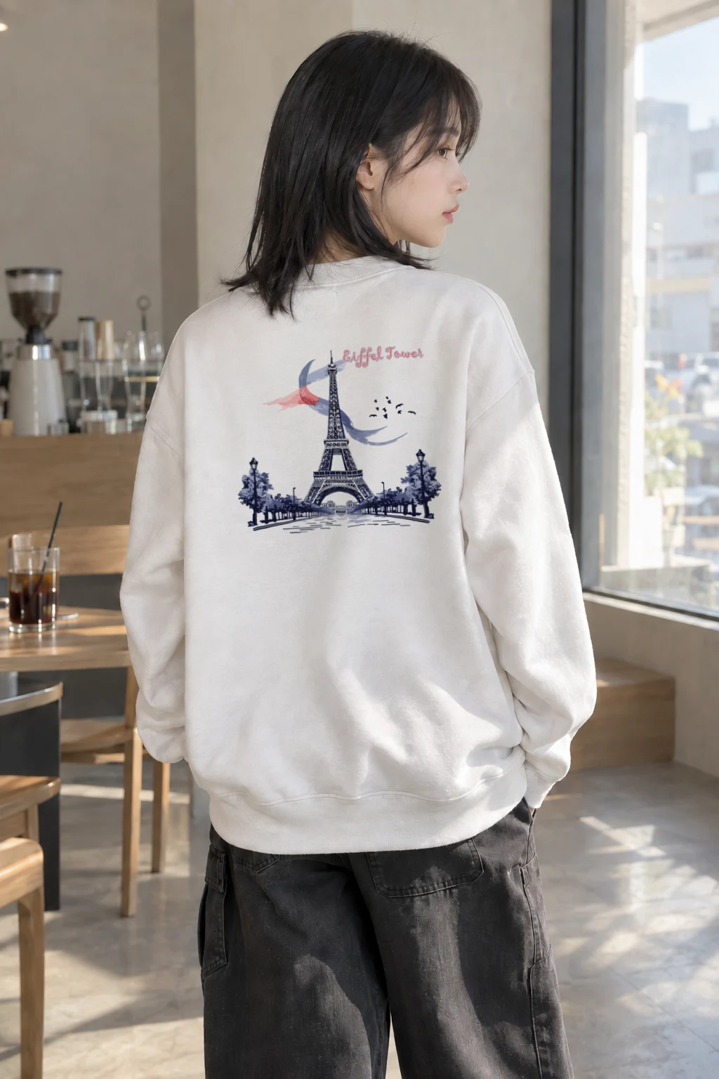 "Paris Tower Sketch" Heavy Blend Unisex Crewneck Sweatshirt | Gildan 18000
