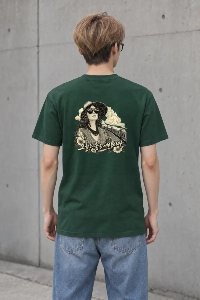 "Passing Train" Heavyweight Unisex Crewneck T-shirt