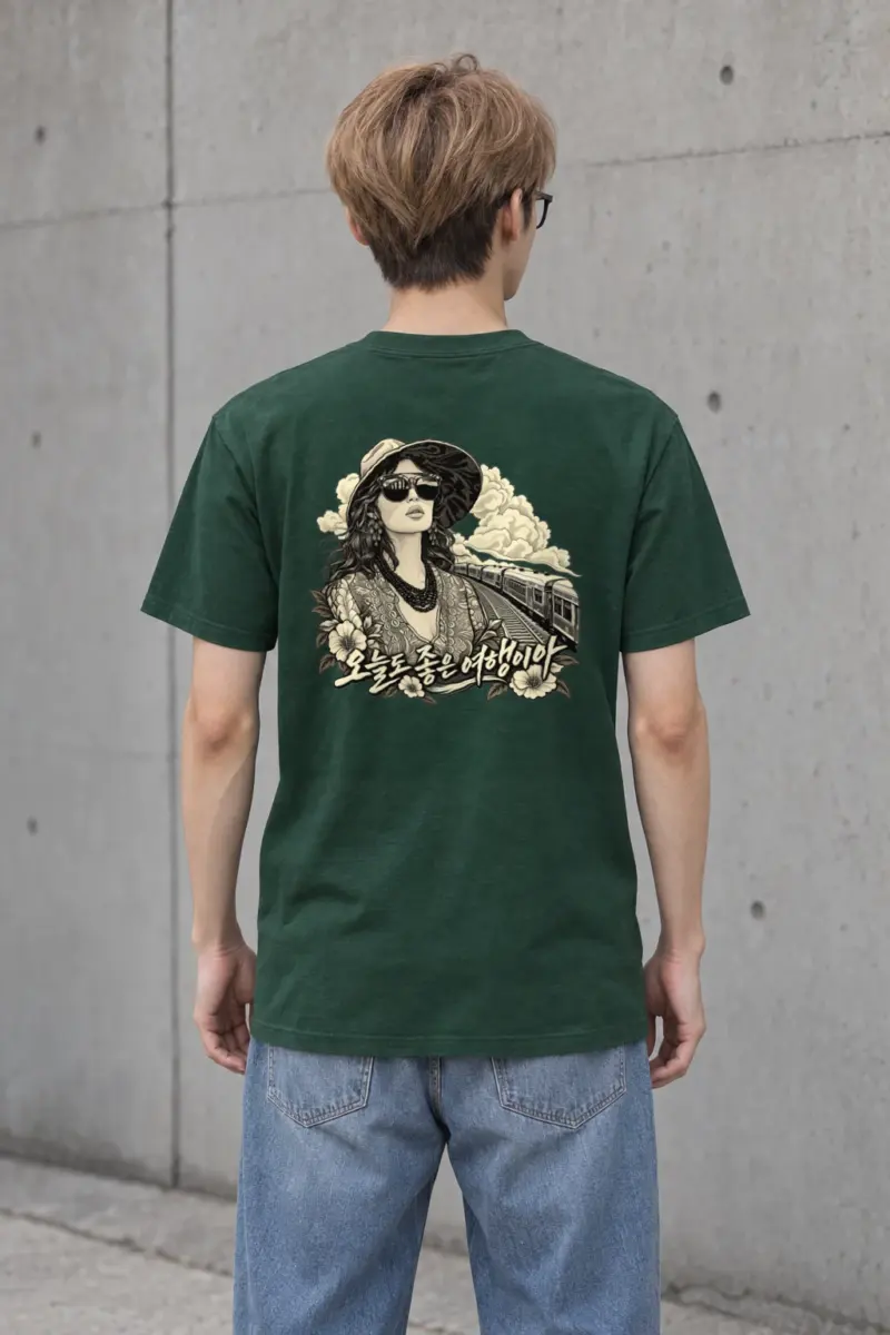 "Passing Train" Heavyweight Unisex Crewneck T-shirt