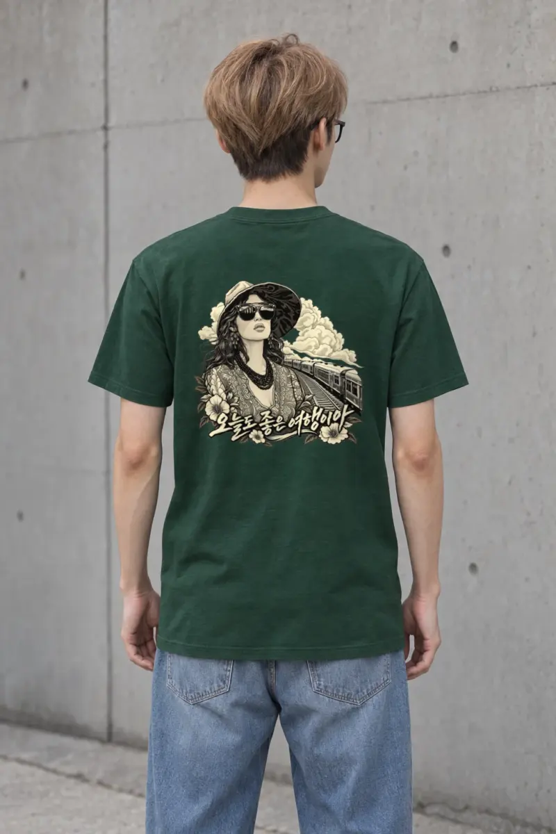 "Passing Train" Heavyweight Unisex Crewneck T-shirt