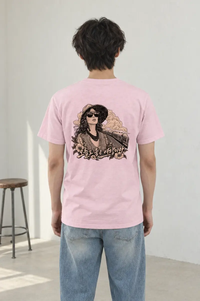 "Passing Train" Heavyweight Unisex Crewneck T-shirt | Gildan 5000