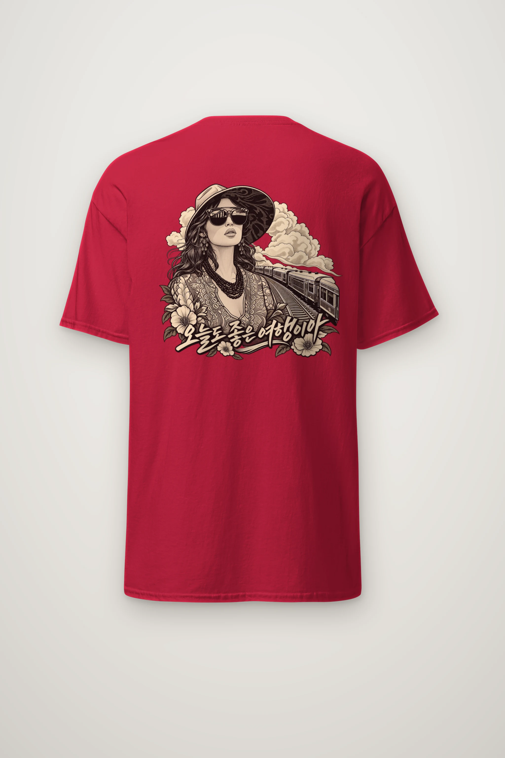 "Passing Train" Heavyweight Unisex Crewneck T-shirt