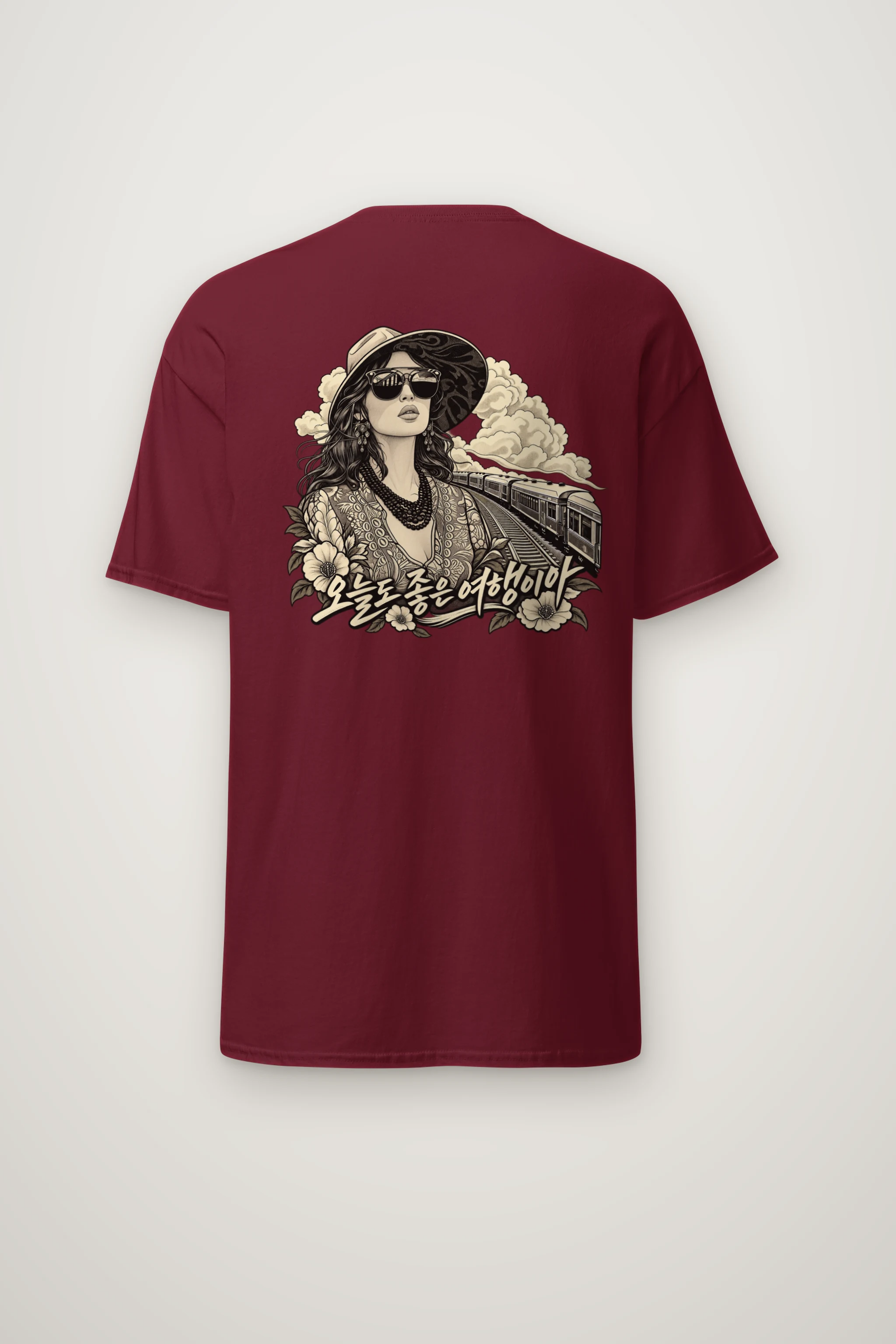 "Passing Train" Heavyweight Unisex Crewneck T-shirt