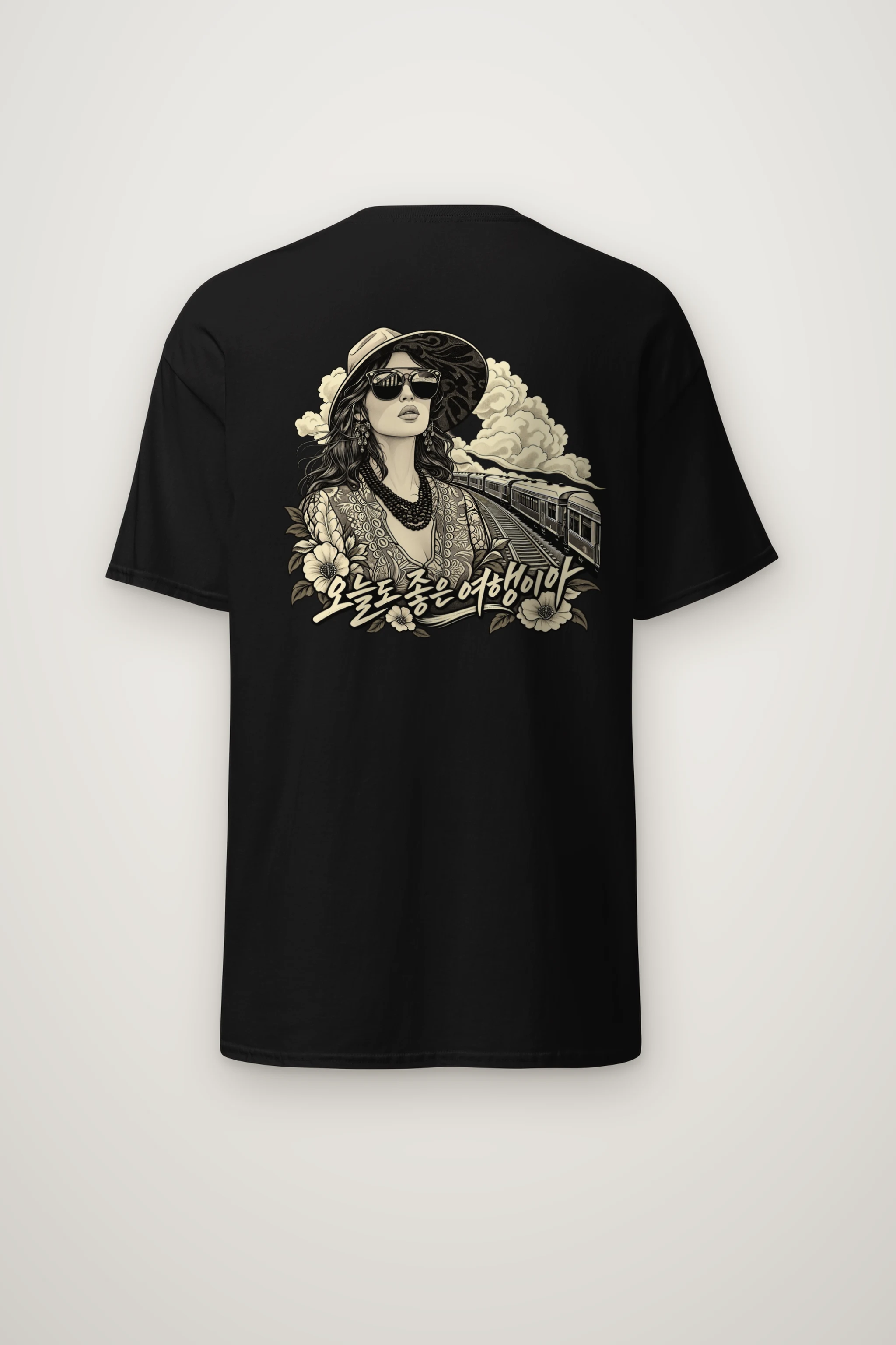 "Passing Train" Heavyweight Unisex Crewneck T-shirt