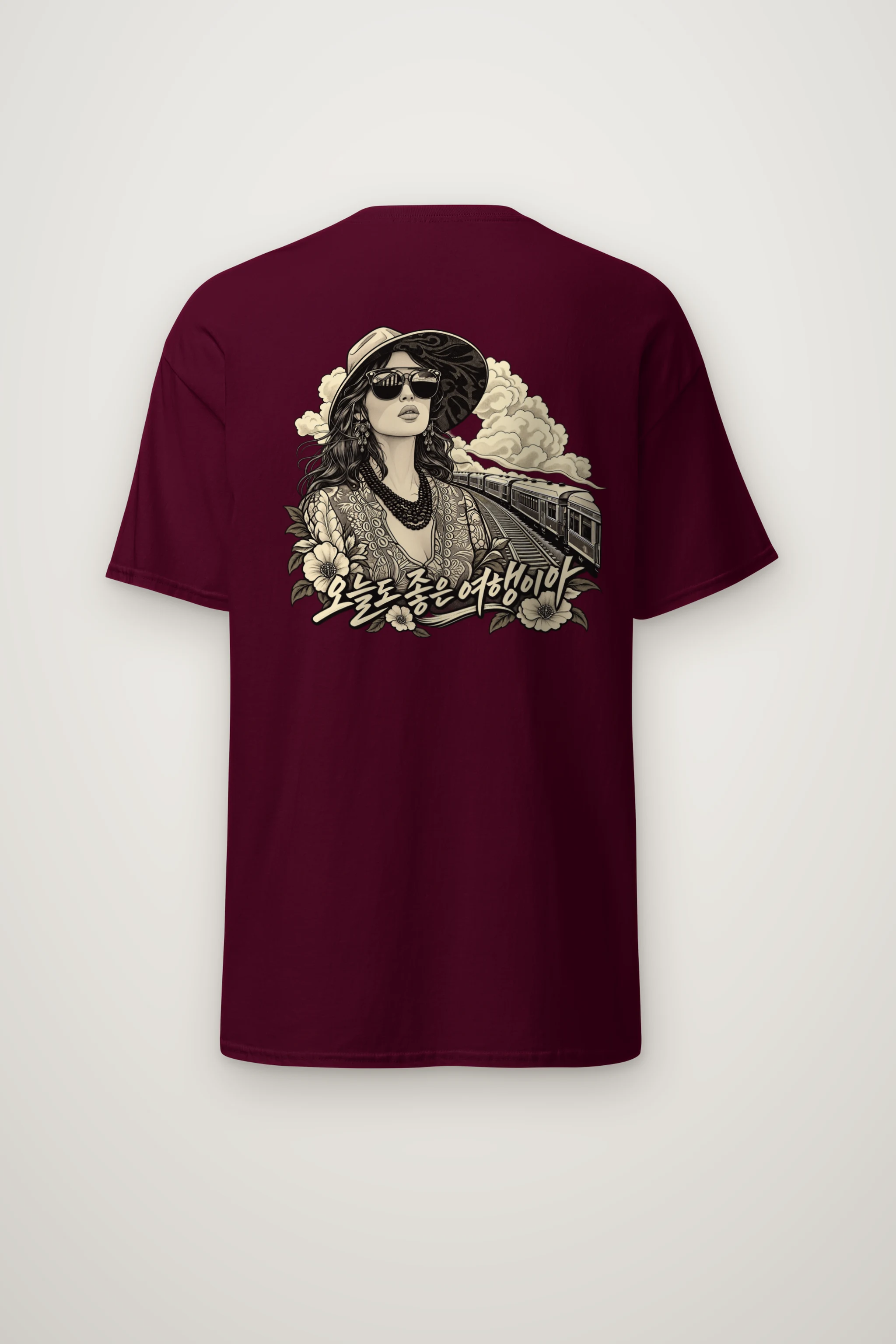 "Passing Train" Heavyweight Unisex Crewneck T-shirt