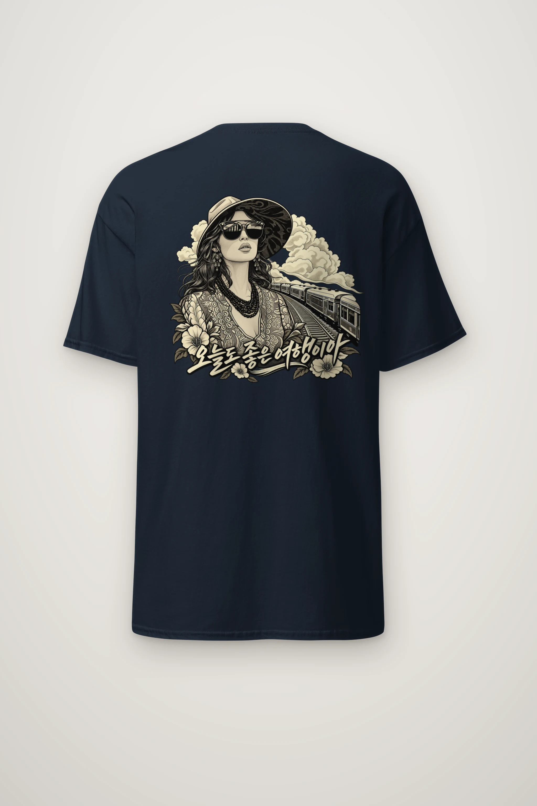 "Passing Train" Heavyweight Unisex Crewneck T-shirt