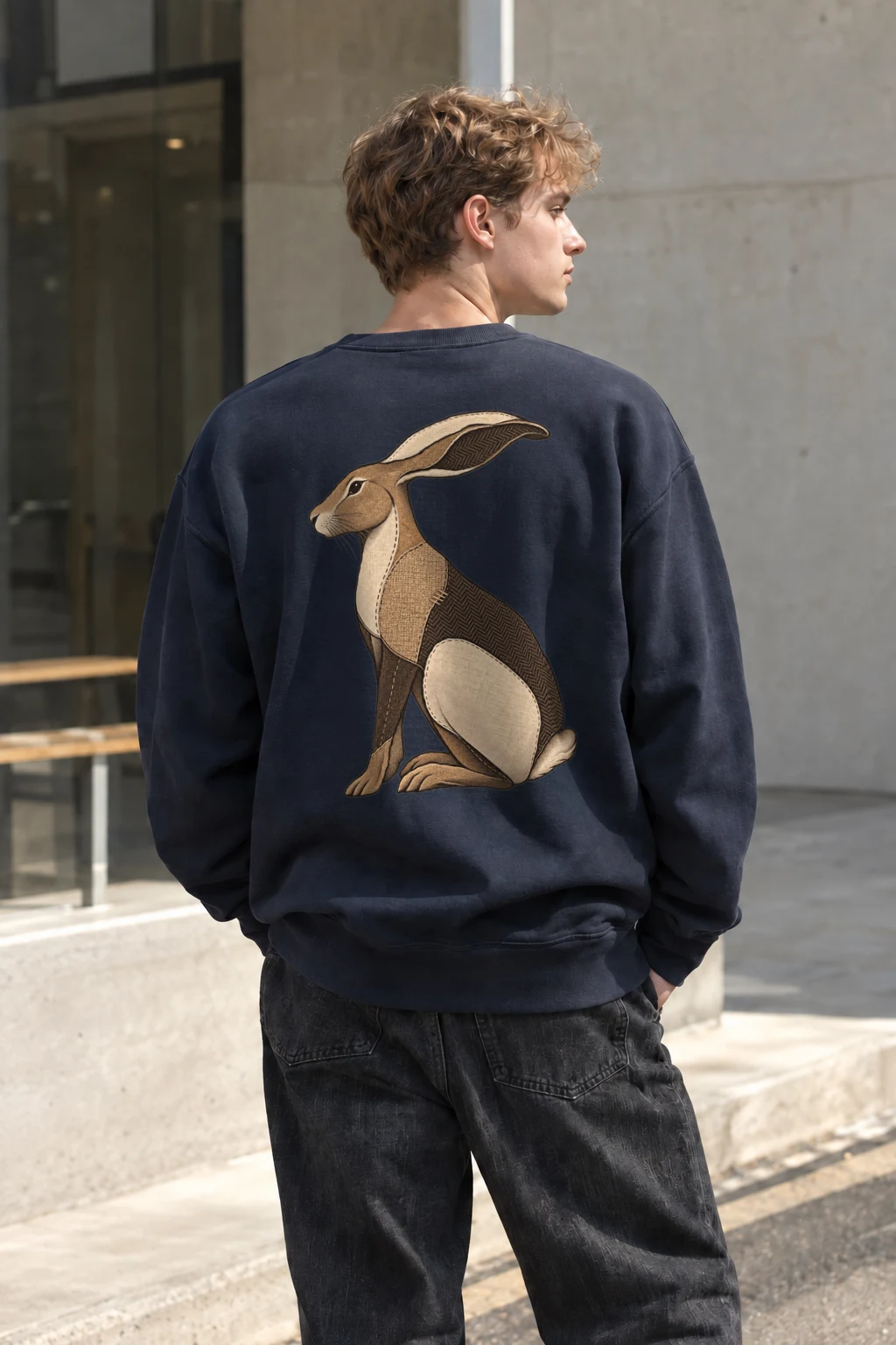 "Patchwork Hare" Heavy Blend Unisex Crewneck Sweatshirt | Gildan 18000