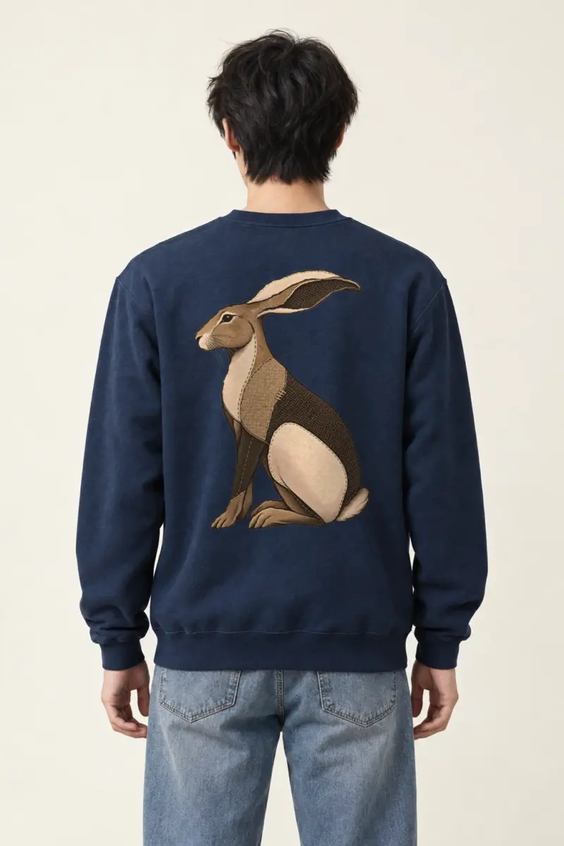"Patchwork Hare" Heavy Blend Unisex Crewneck Sweatshirt | Gildan 18000
