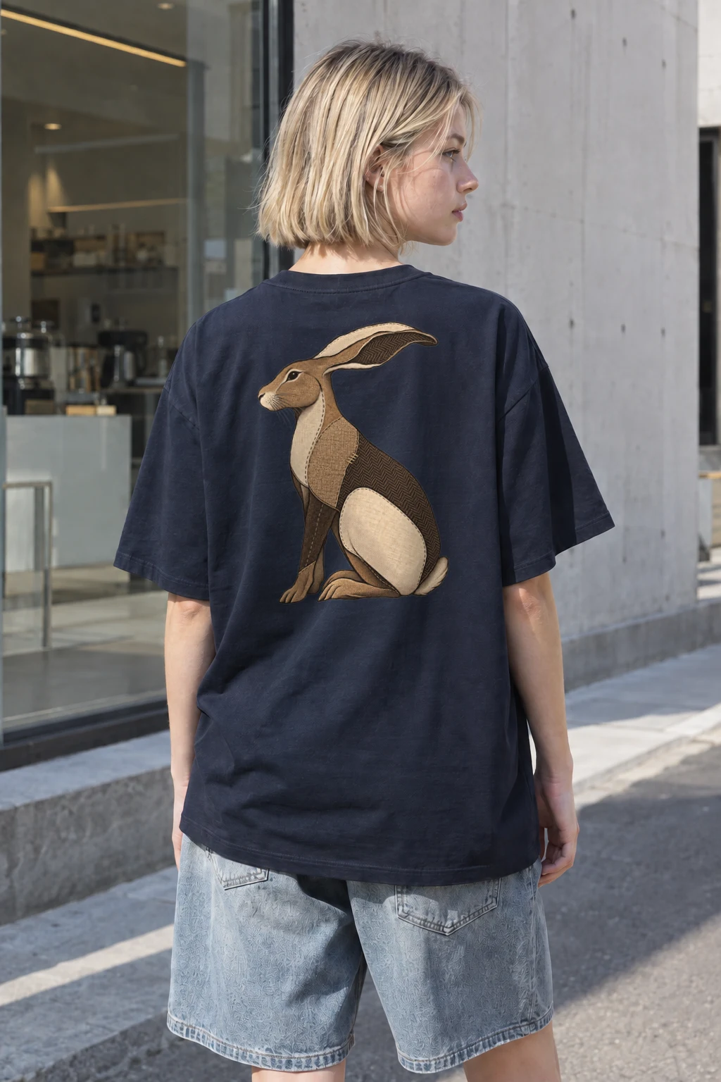"Patchwork Hare" Heavyweight Unisex Crewneck T-shirt | Gildan 5000