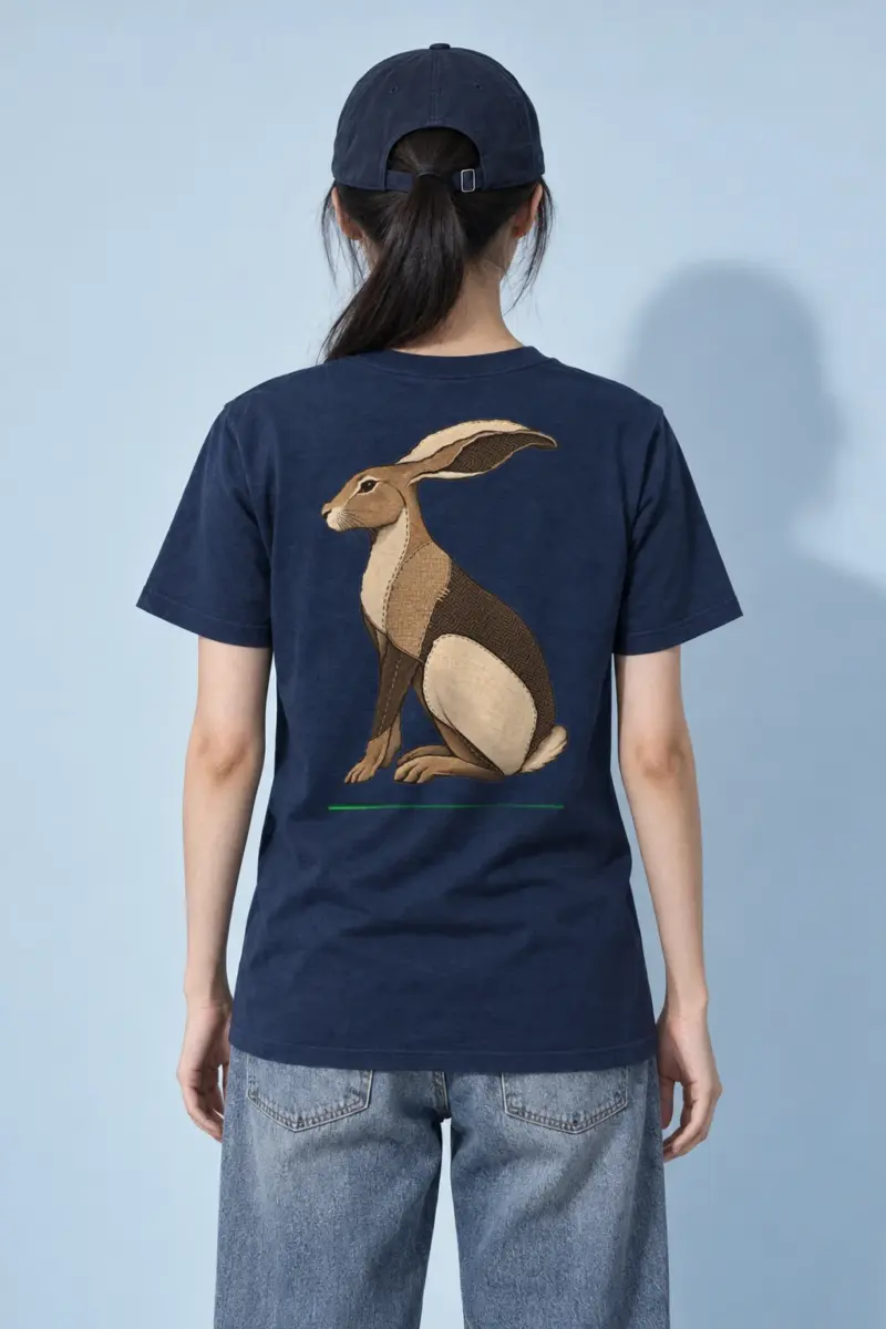 "Patchwork Hare" Heavyweight Unisex Crewneck T-shirt | Gildan 5000