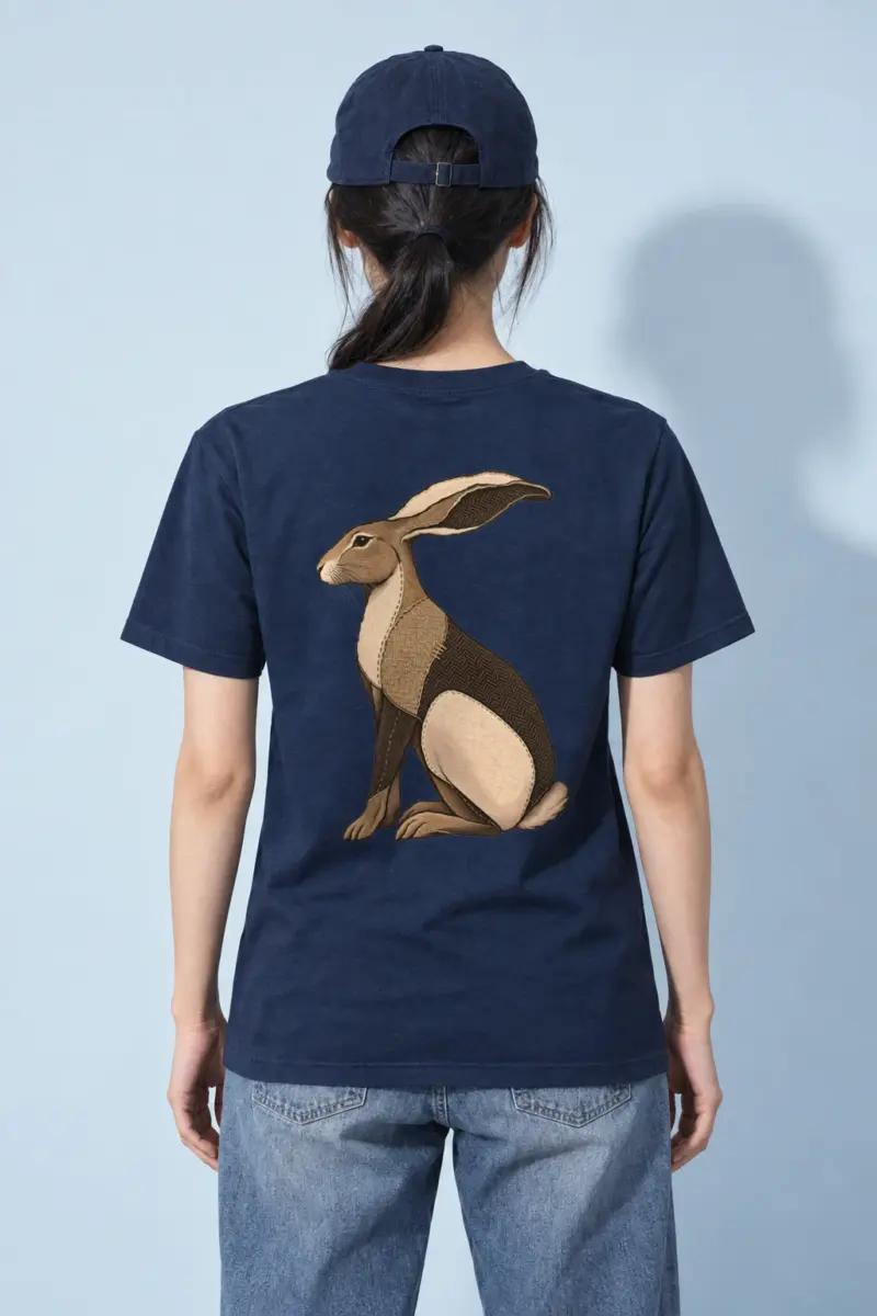 "Patchwork Hare" Heavyweight Unisex Crewneck T-shirt