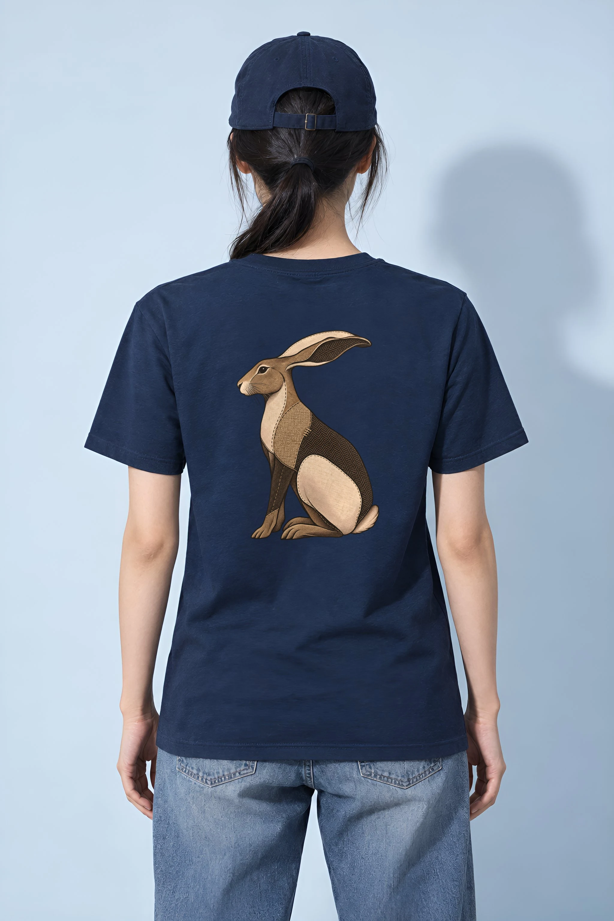 "Patchwork Hare" Heavyweight Unisex Crewneck T-shirt