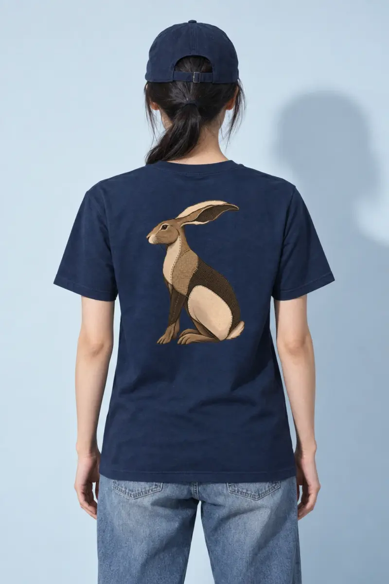 "Patchwork Hare" Heavyweight Unisex Crewneck T-shirt