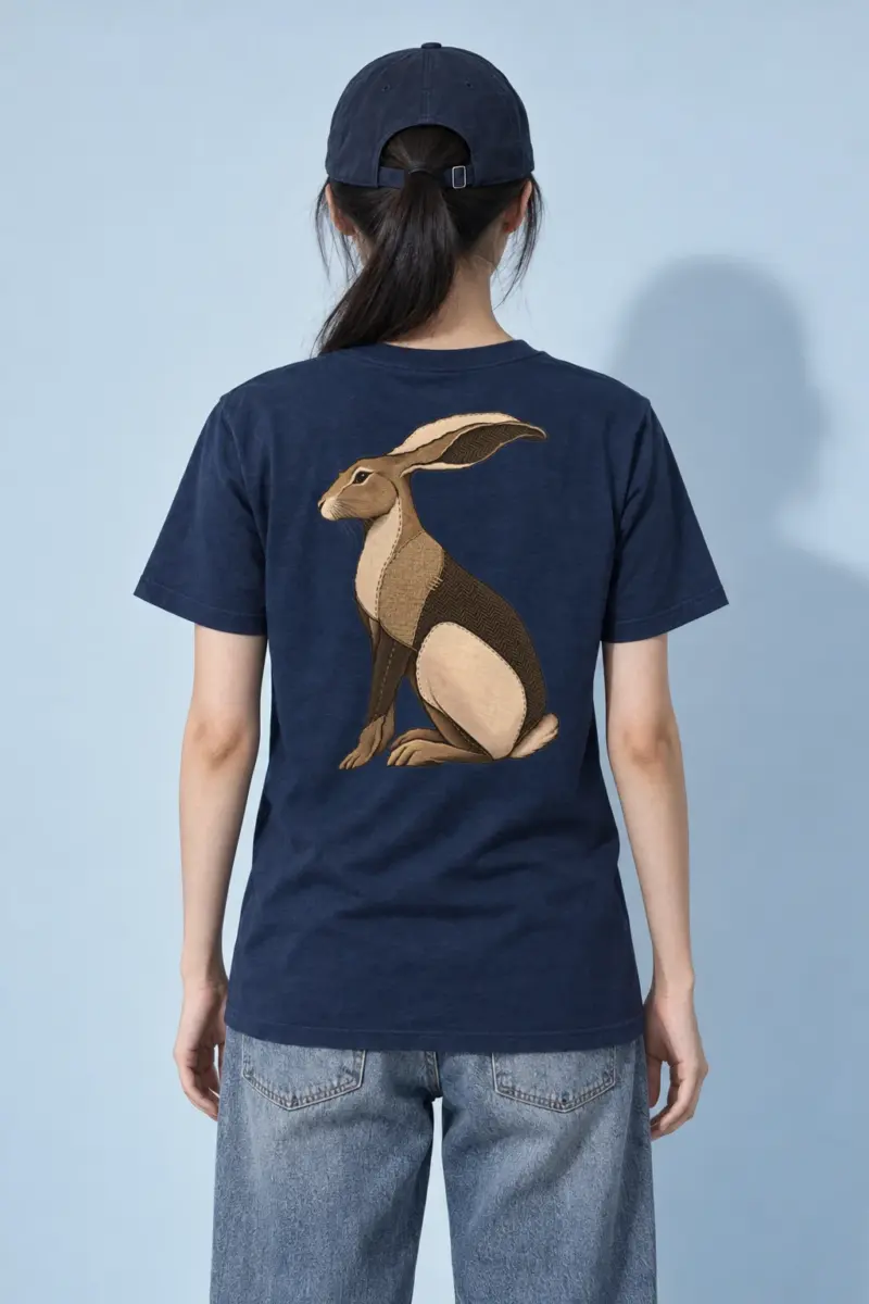 "Patchwork Hare" Heavyweight Unisex Crewneck T-shirt | Gildan 5000