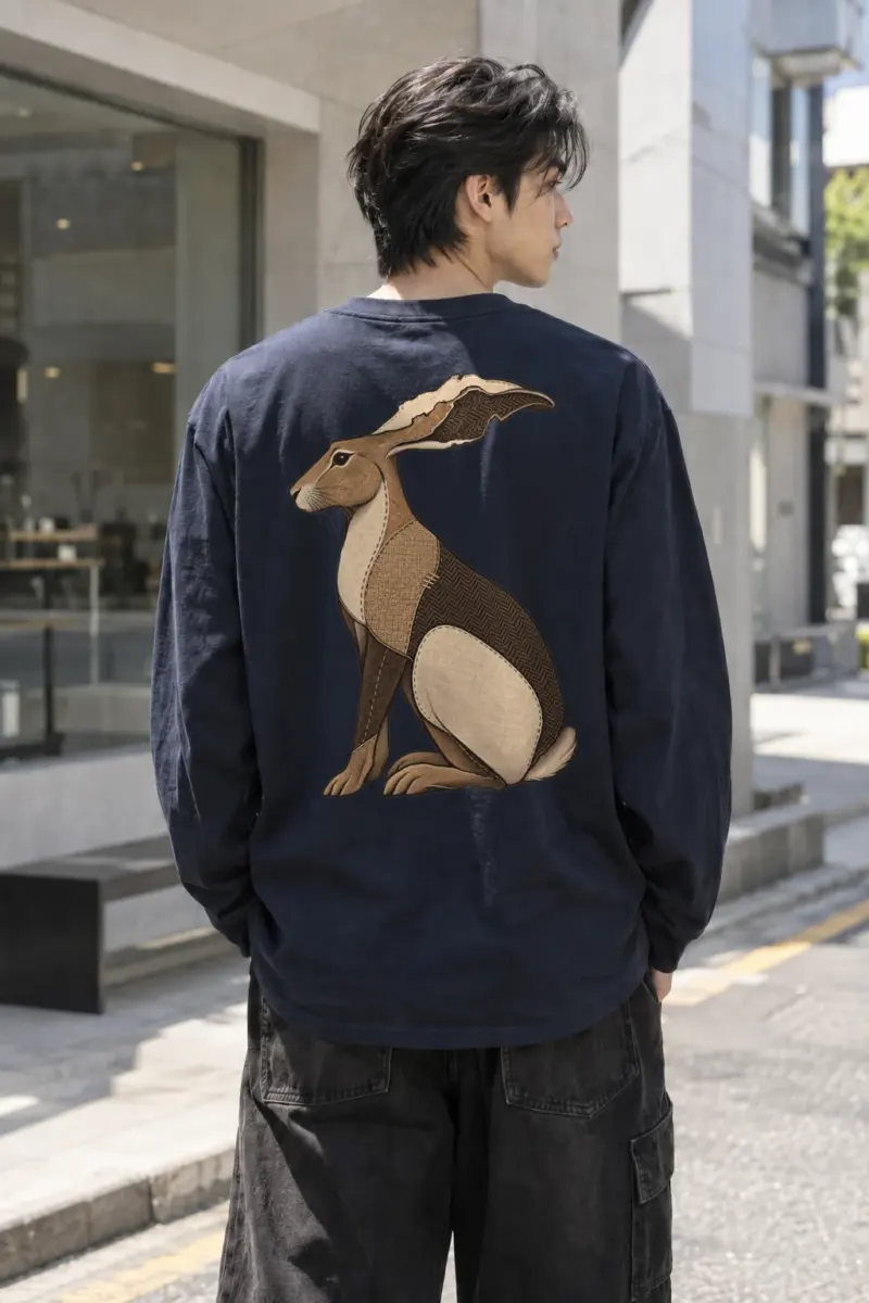 "Patchwork Hare" Unisex Longsleeve T-shirt | Gildan 2400