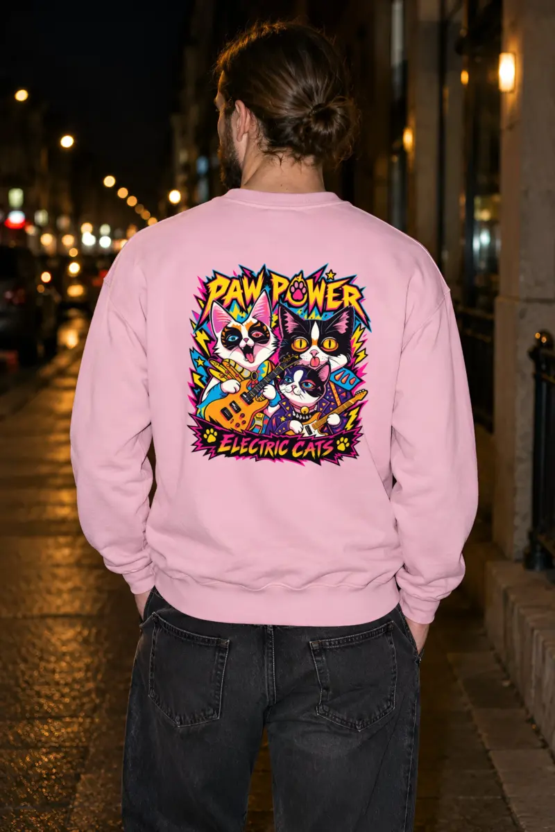 "Paw Power Electric Cats" Heavy Blend Unisex Crewneck Sweatshirt
