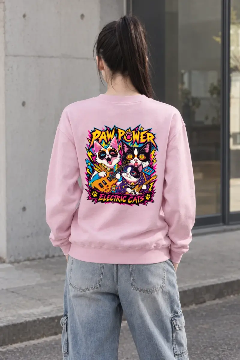 "Paw Power Electric Cats" Heavy Blend Unisex Crewneck Sweatshirt