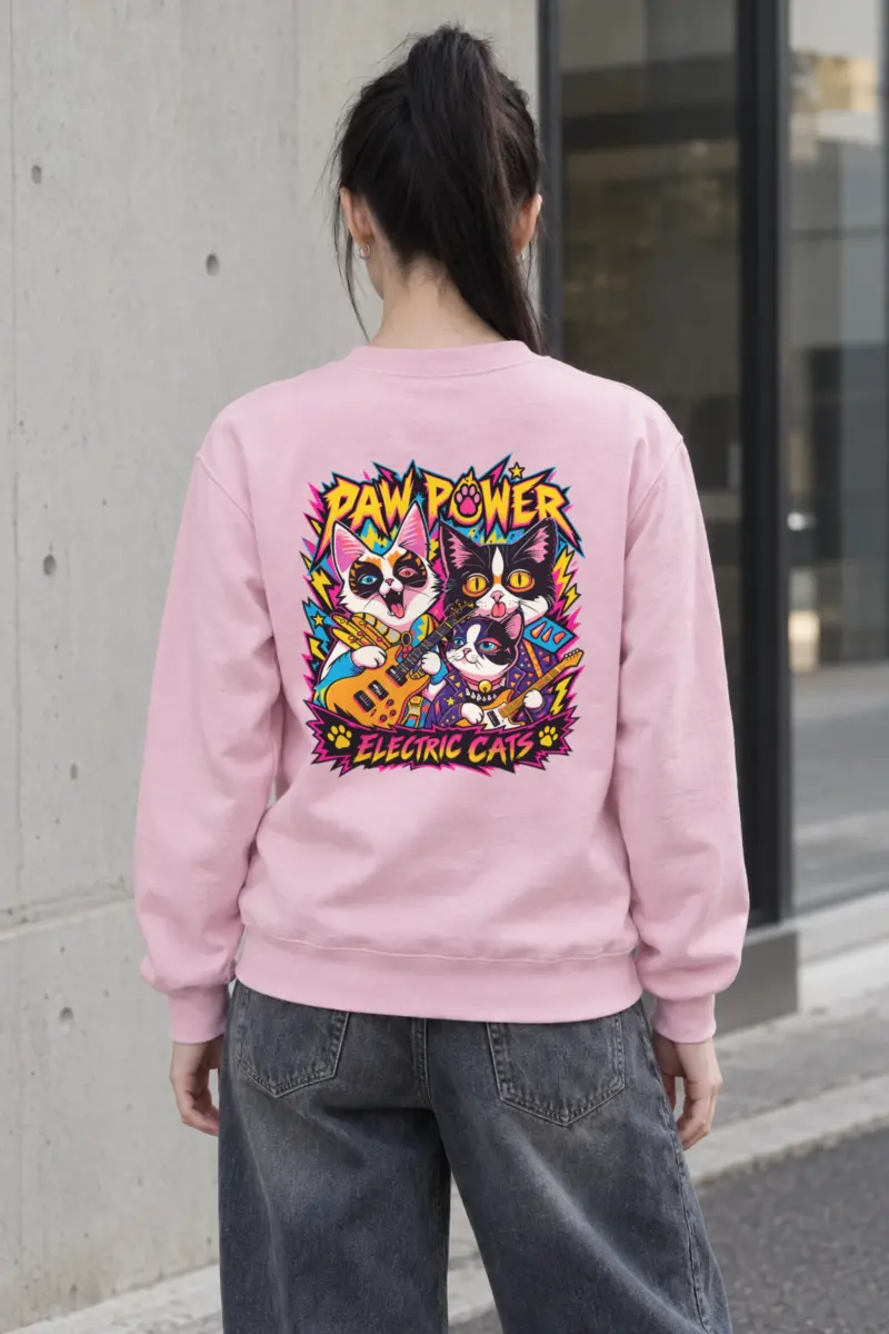 "Paw Power Electric Cats" Heavy Blend Unisex Crewneck Sweatshirt