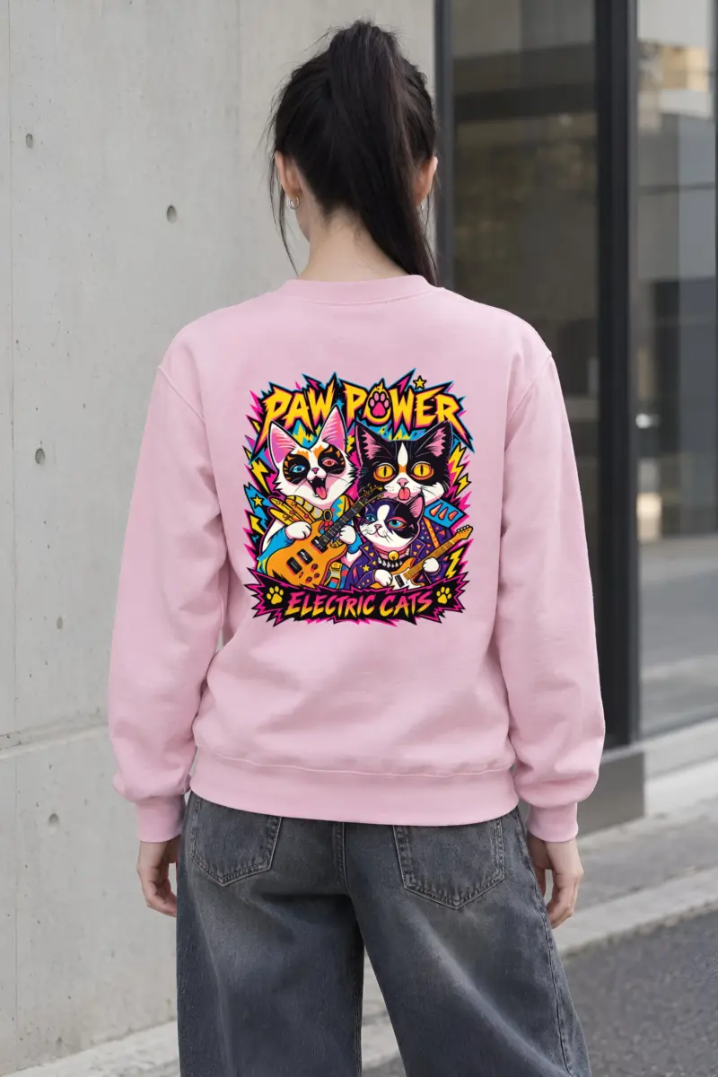 "Paw Power Electric Cats" Heavy Blend Unisex Crewneck Sweatshirt