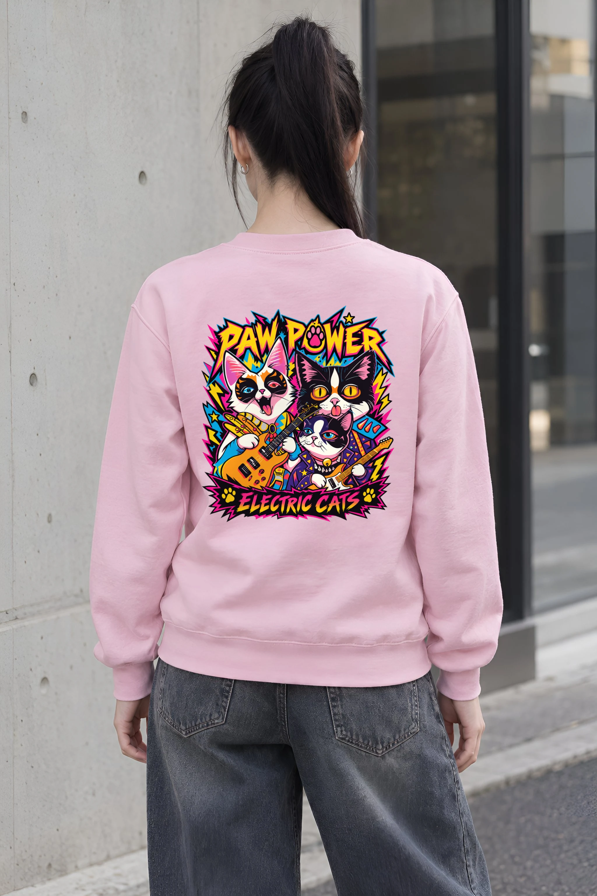 "Paw Power Electric Cats" Heavy Blend Unisex Crewneck Sweatshirt