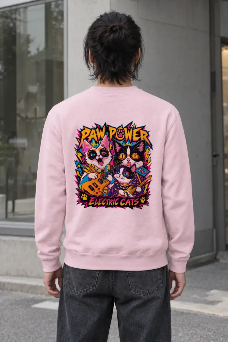 "Paw Power Electric Cats" Heavy Blend Unisex Crewneck Sweatshirt