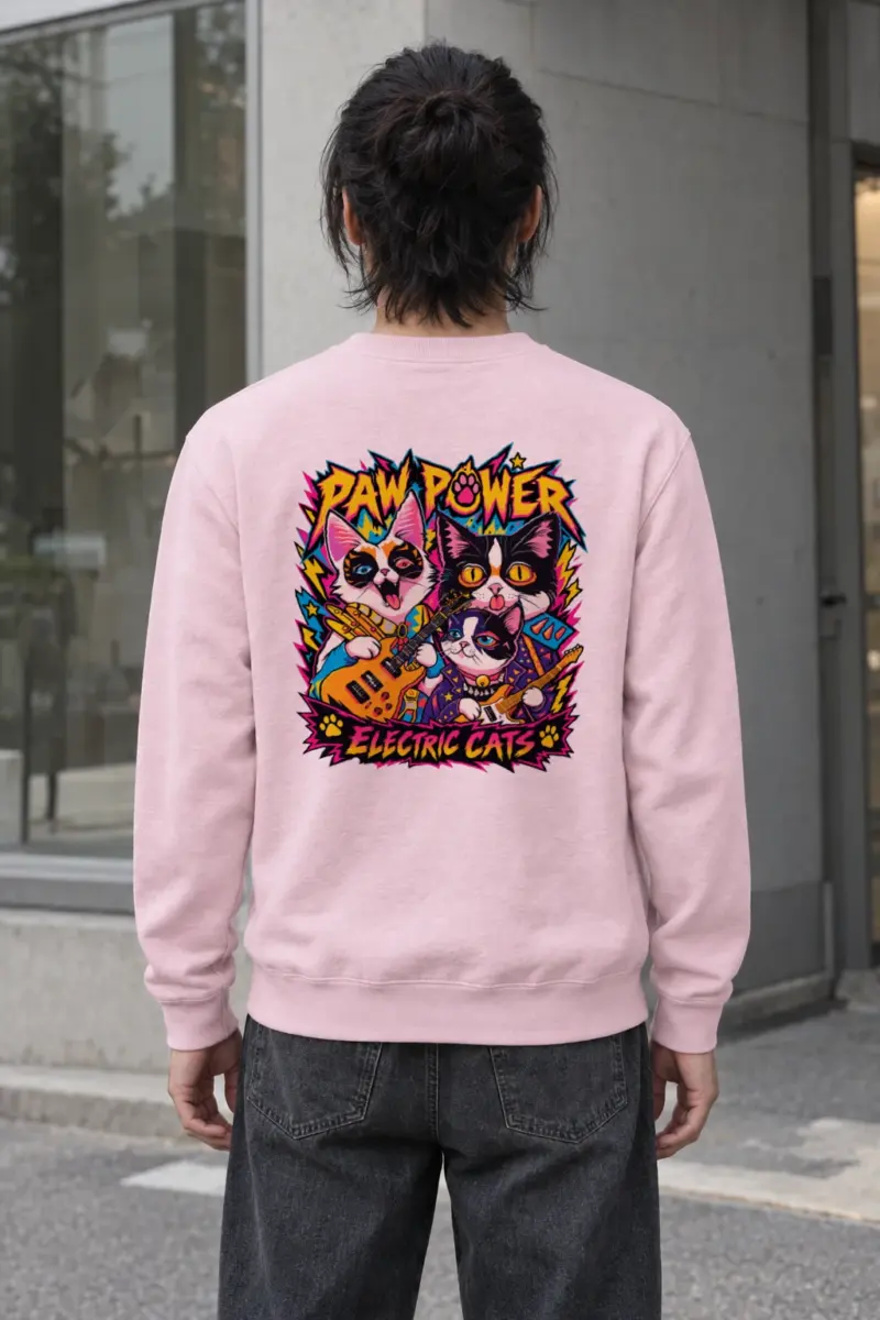 "Paw Power Electric Cats" Heavy Blend Unisex Crewneck Sweatshirt