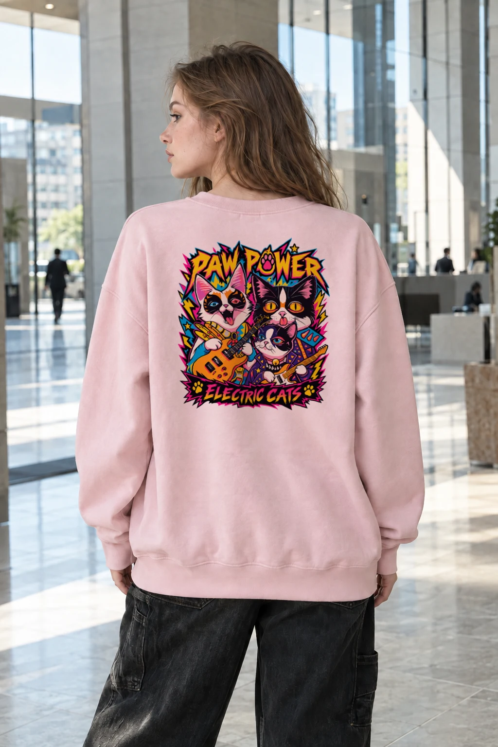 "Paw Power Electric Cats" Heavy Blend Unisex Crewneck Sweatshirt | Gildan 18000