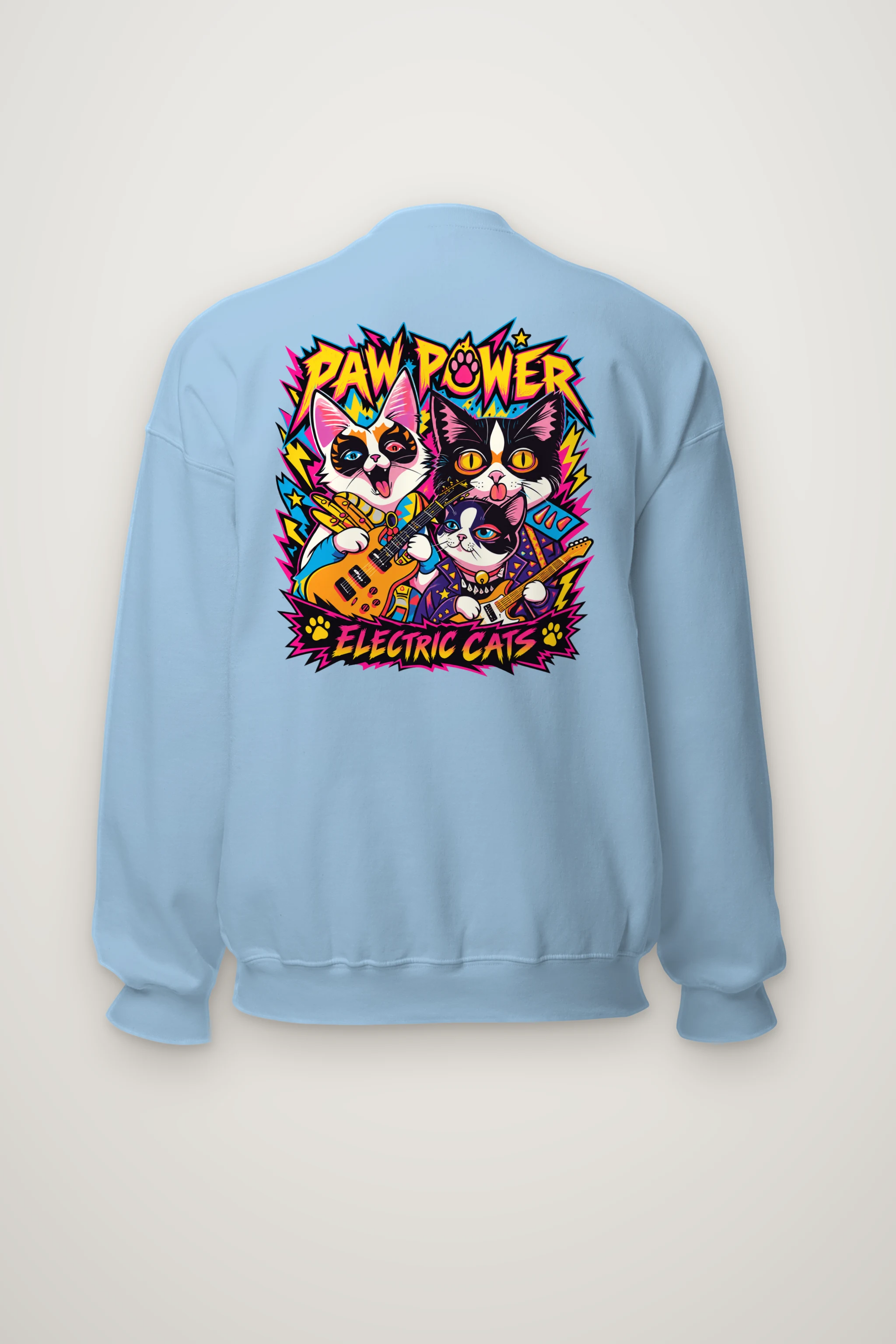 "Paw Power Electric Cats" Heavy Blend Unisex Crewneck Sweatshirt