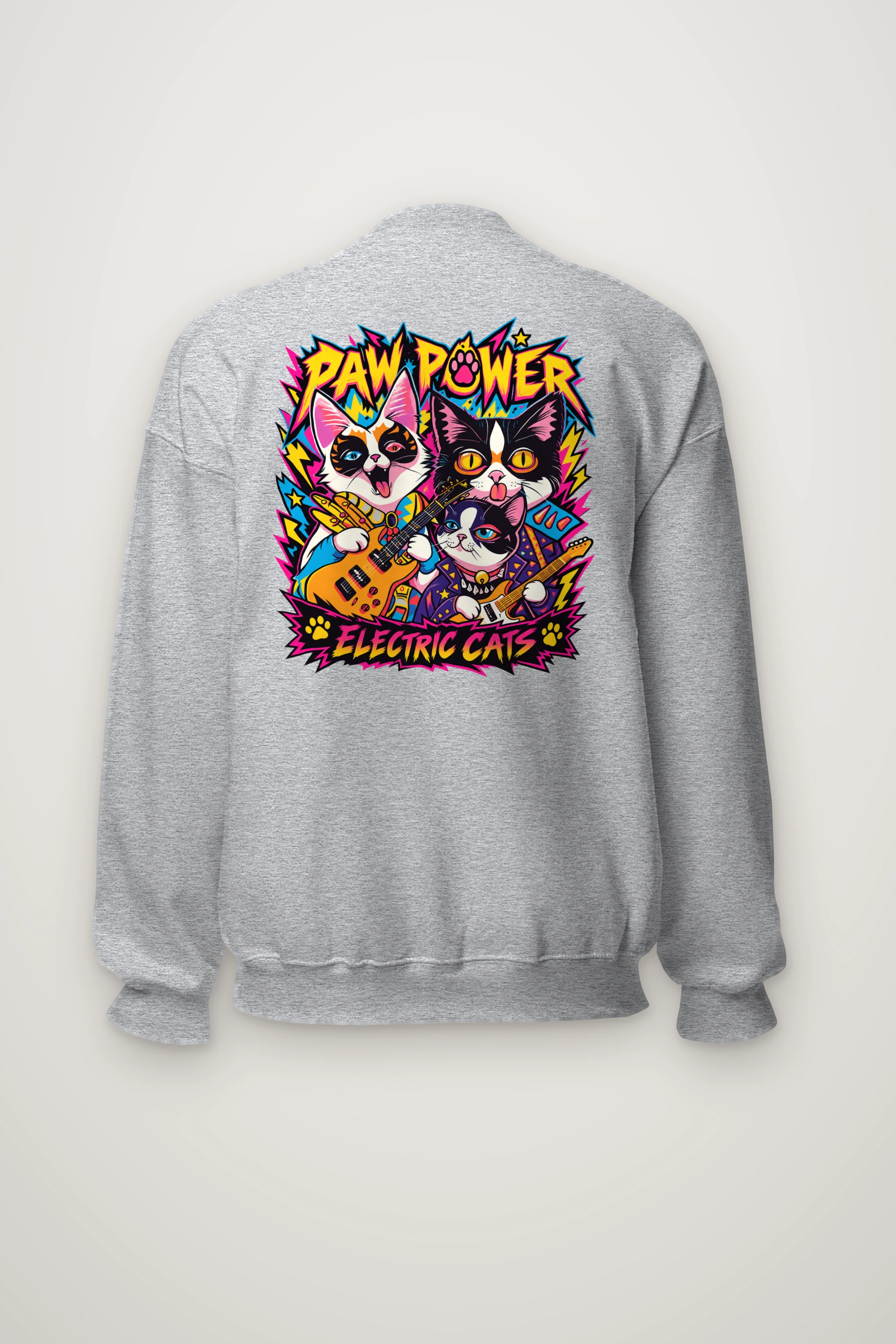 "Paw Power Electric Cats" Heavy Blend Unisex Crewneck Sweatshirt