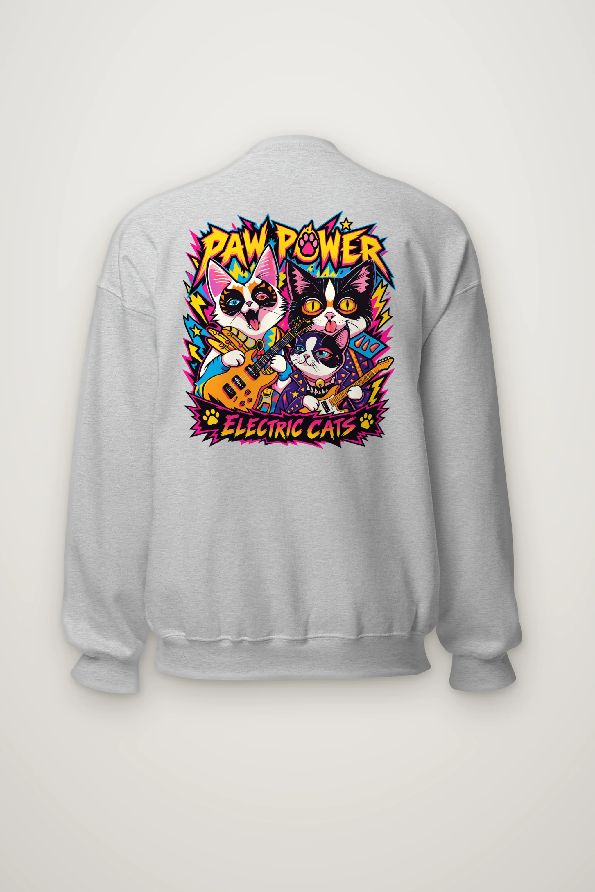 "Paw Power Electric Cats" Heavy Blend Unisex Crewneck Sweatshirt