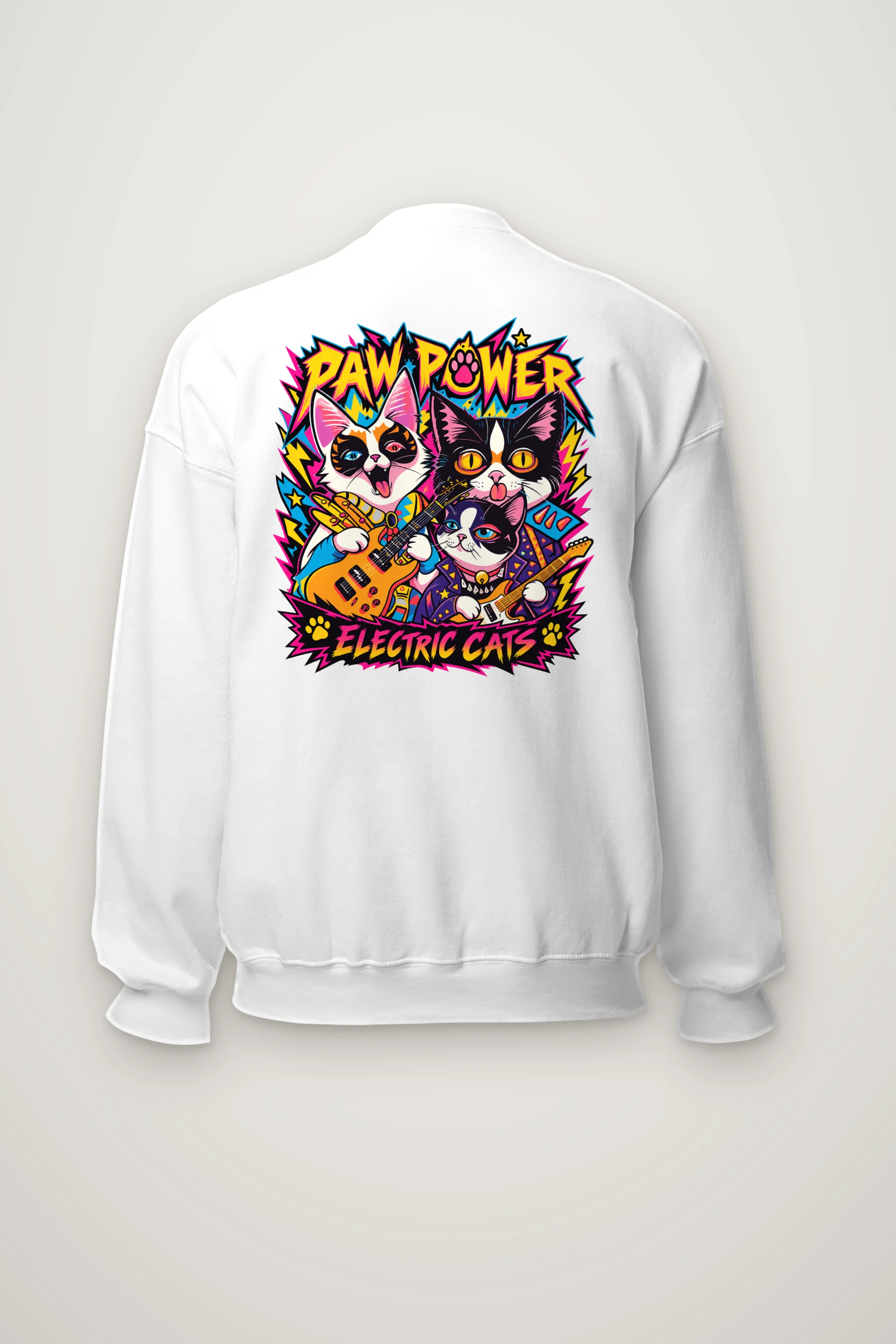 "Paw Power Electric Cats" Heavy Blend Unisex Crewneck Sweatshirt
