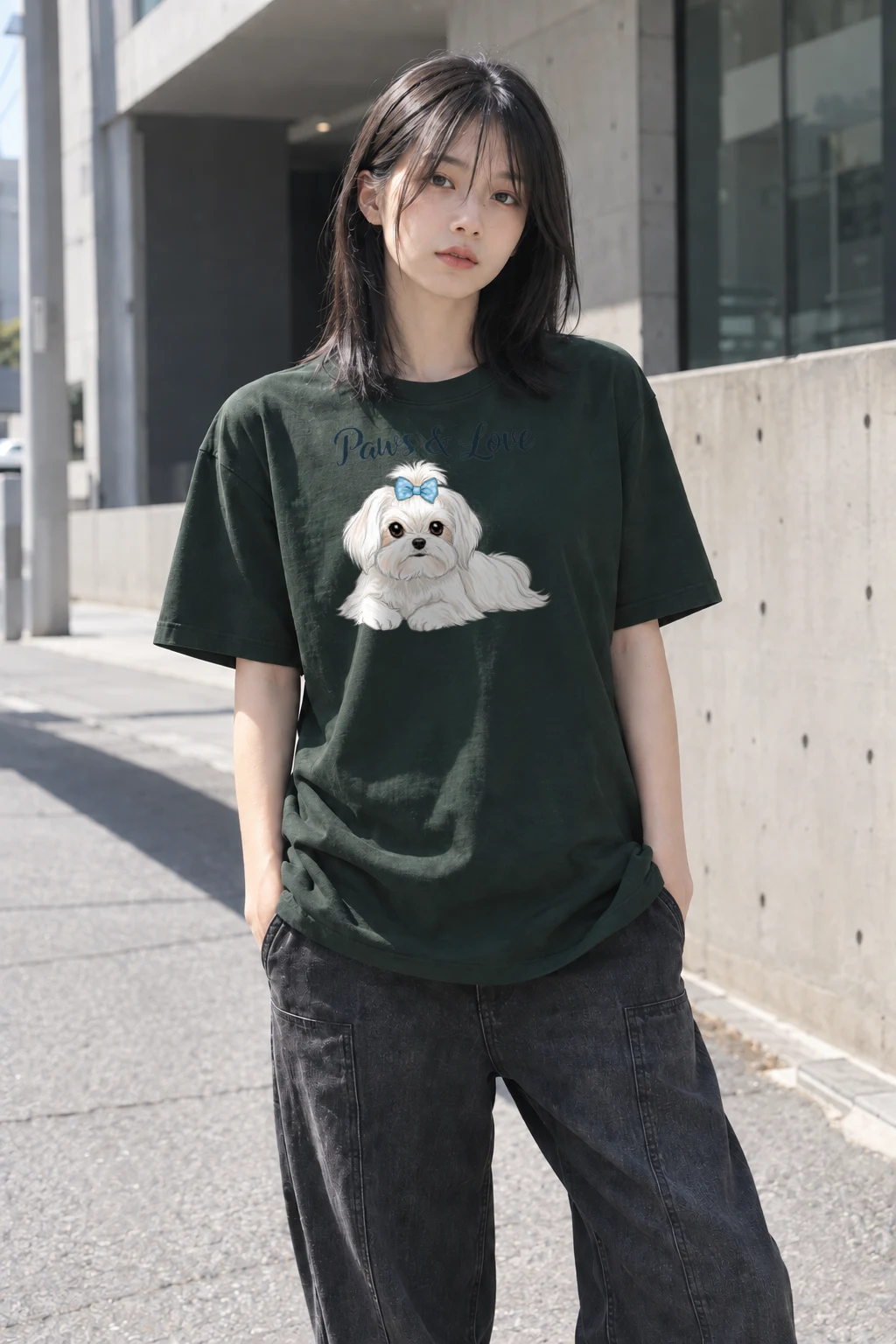 "Paws & Love" Heavyweight Unisex Crewneck T-shirt | Gildan 5000