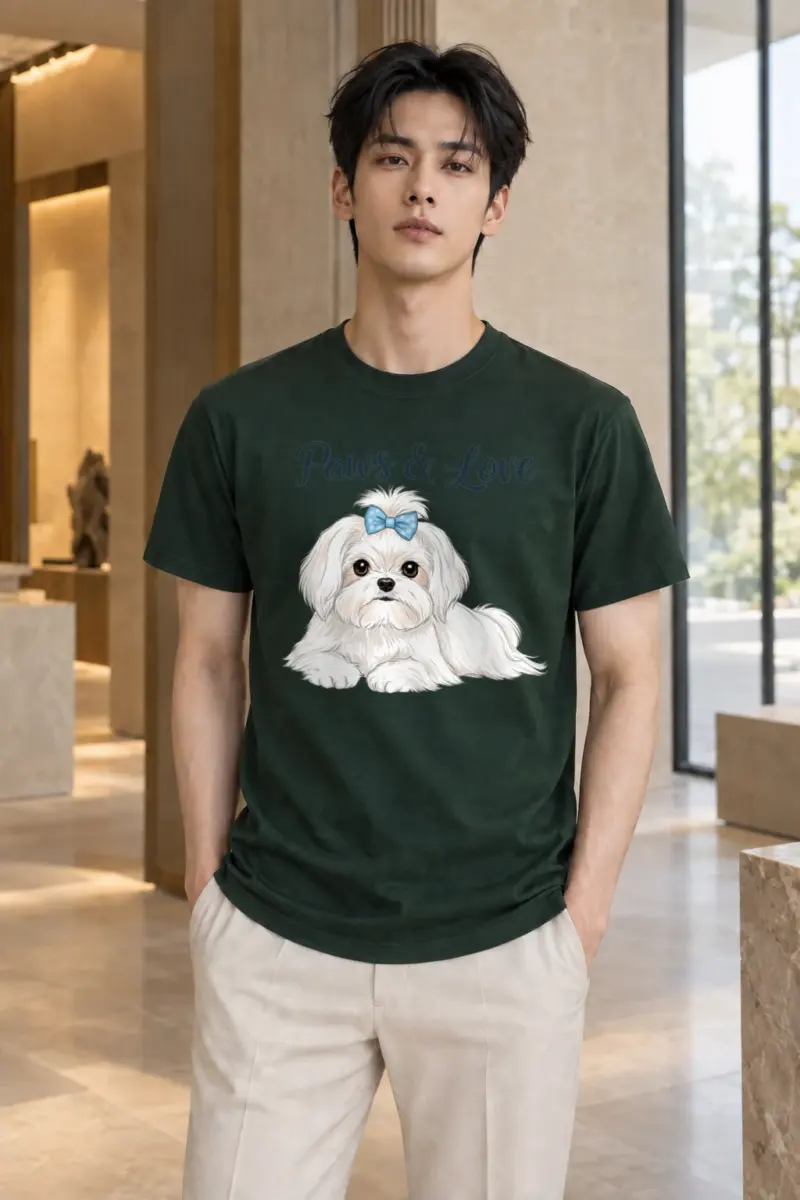 "Paws & Love" Heavyweight Unisex Crewneck T-shirt | Gildan 5000