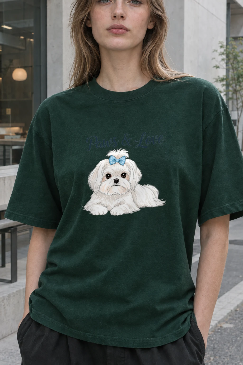 "Paws & Love" Heavyweight Unisex Crewneck T-shirt | Gildan 5000