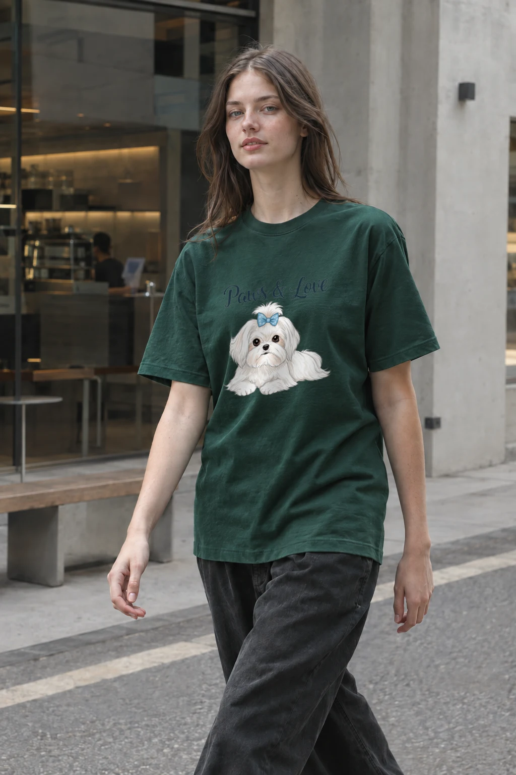"Paws & Love" Heavyweight Unisex Crewneck T-shirt | Gildan 5000