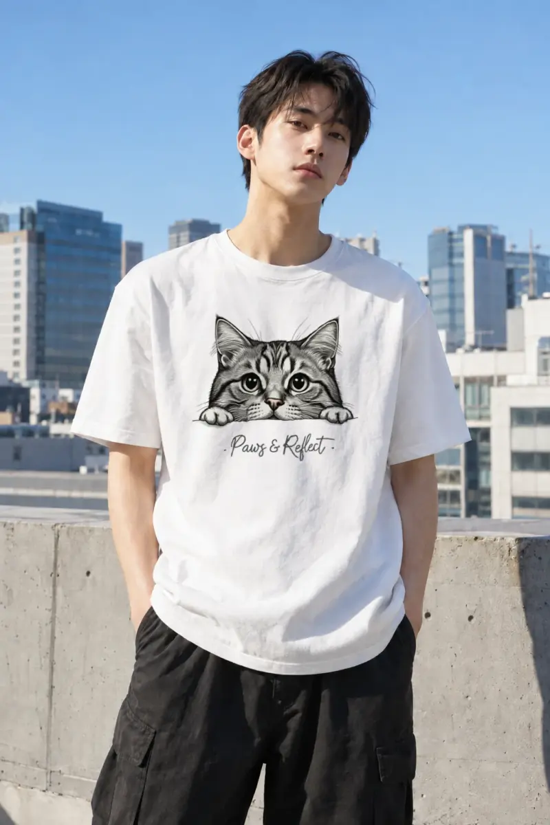 "Paws & Reflect" Heavyweight Unisex Crewneck T-shirt | Gildan 5000