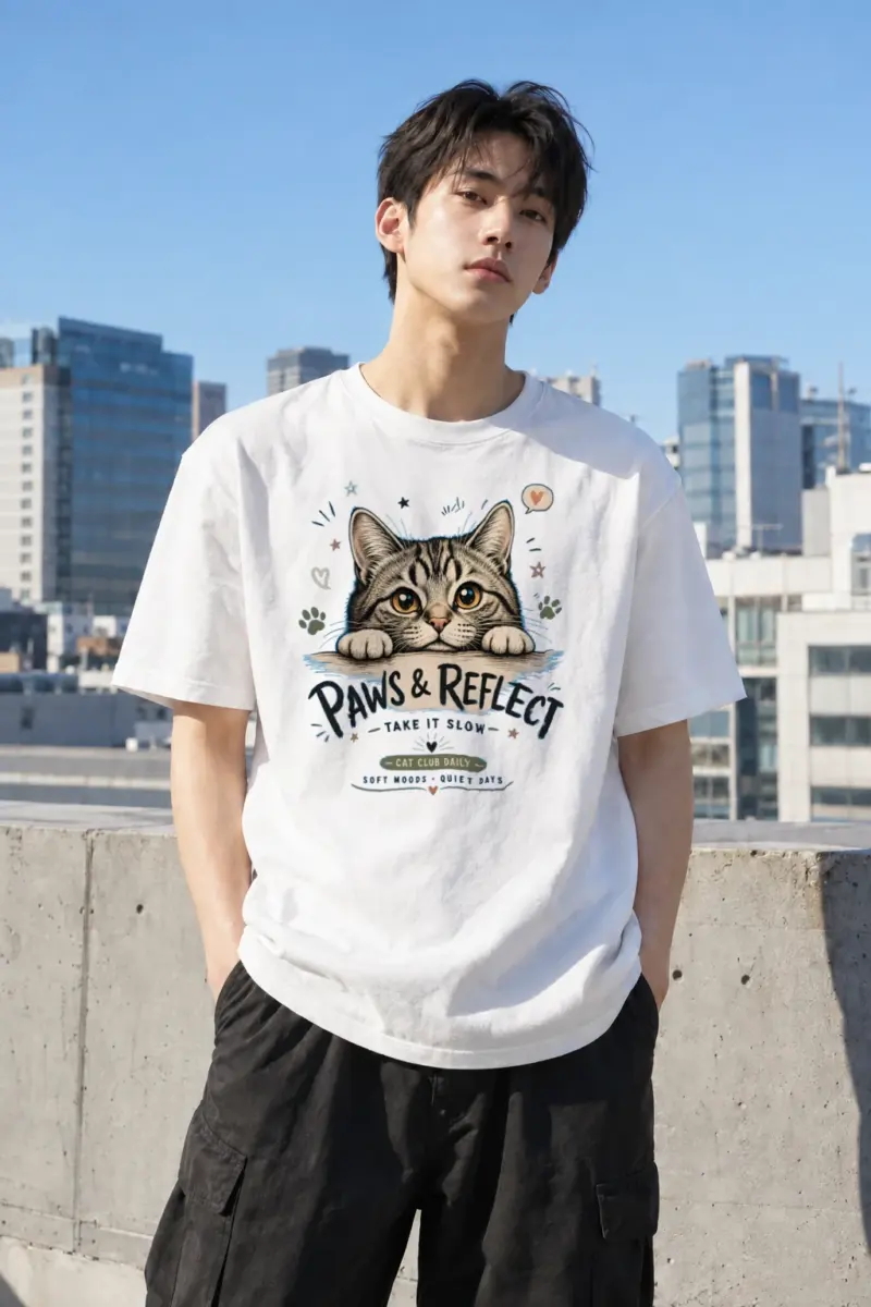 “Paws & Reflect” Heavyweight Unisex Crewneck T-shirt | Gildan 5000