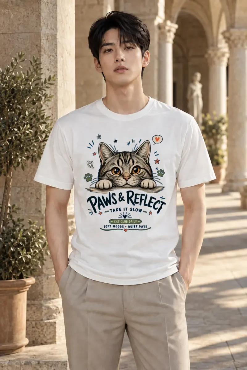 "Paws & Reflect" Heavyweight Unisex Crewneck T-shirt | Gildan 5000