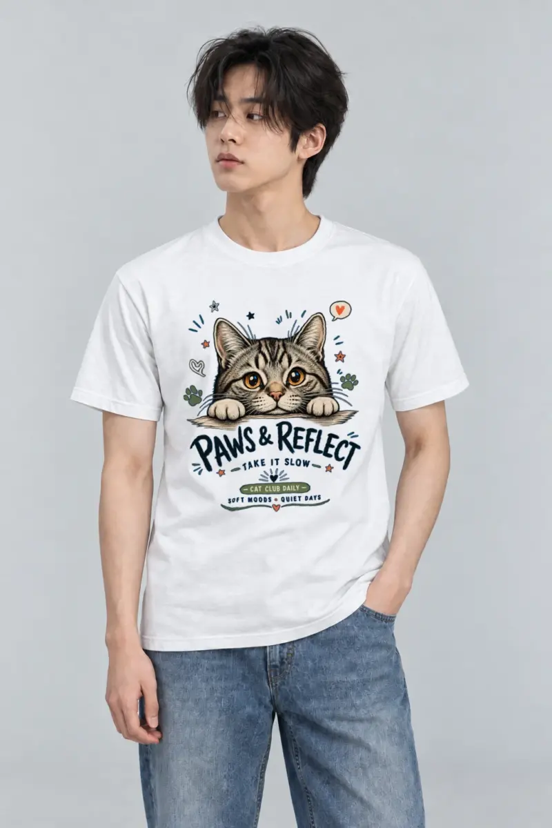 "Paws & Reflect" Heavyweight Unisex Crewneck T-shirt | Gildan 5000
