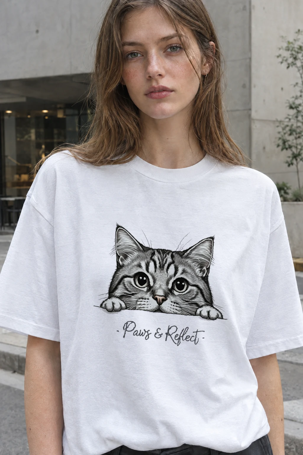 "Paws & Reflect" Heavyweight Unisex Crewneck T-shirt | Gildan 5000