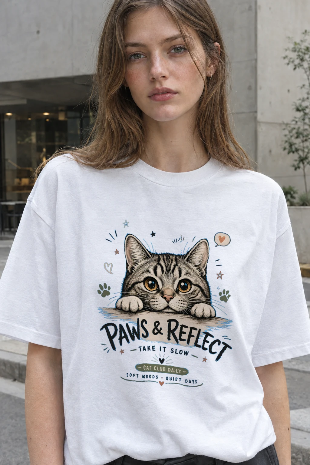 "Paws & Reflect" Heavyweight Unisex Crewneck T-shirt | Gildan 5000