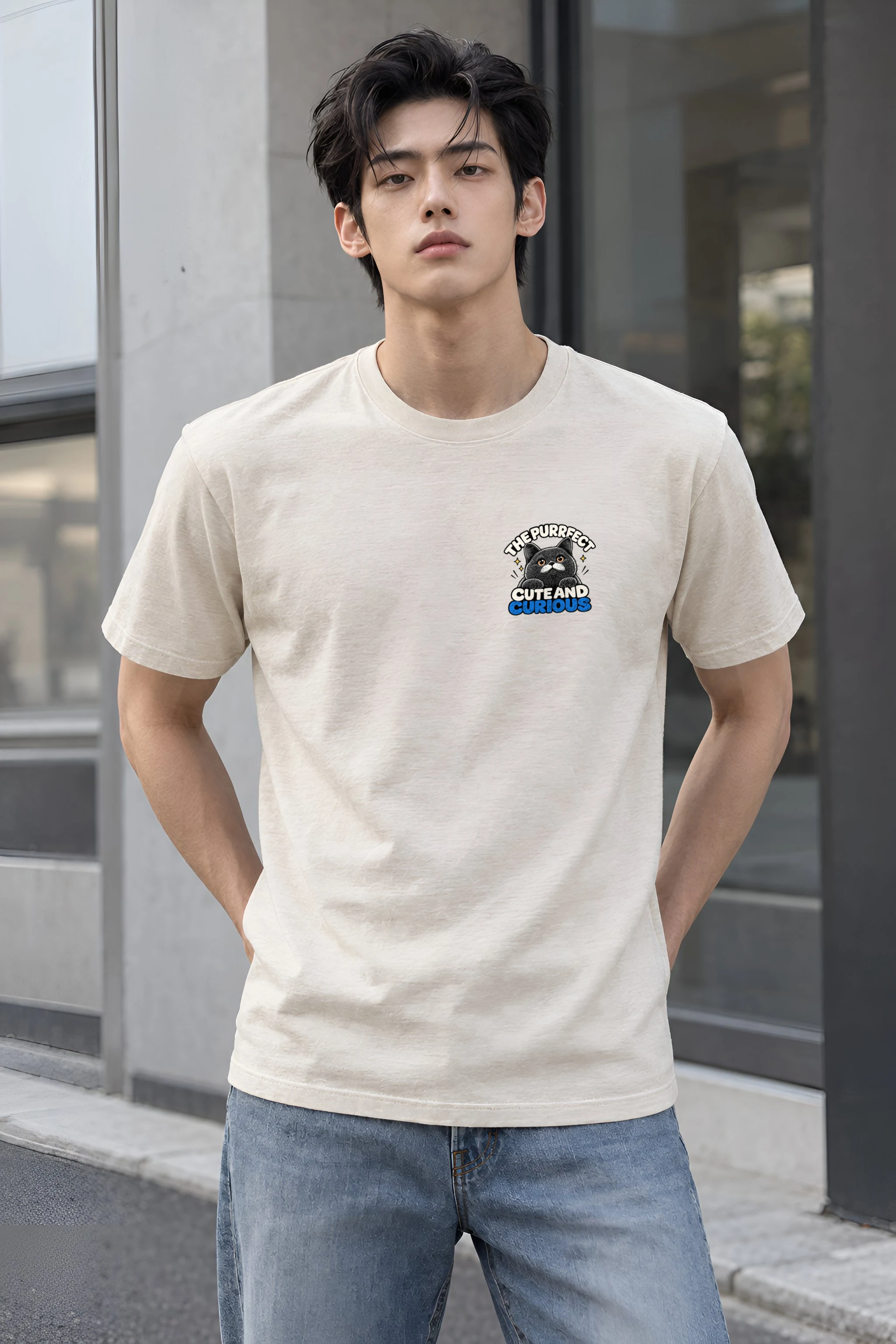 "Pawsitive Vibes" Heavyweight Unisex Crewneck T-shirt